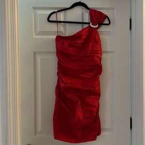 One shoulder Red formal dress